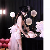 Evening Dress Engagement Birthday High-End Light Luxury Niche Adult Dress Three-Dimensional Flowers Shoulder-To-Shoulder Corset Dress 68HZ