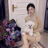 Evening Dress Gentle High-End Light Luxury Niche Dress French Heavy Industry Nail Bead Banquet Adult Birthday Dress 68HZ
