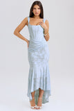 2024 Sleeveless Solid Color Shoulder Sleeveless Fish Bone Girded Waist Dress Banquet Evening Dress 68HZ