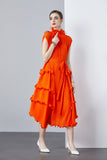 High-Grade Dress Sweet Wooden Ear-Stupling Long Heavy Industry Folding Haewn Dress Women 2025 Spring And Summer 68HZ