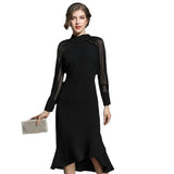 Standing Women's Clothing 2025 Early Spring New Fashion Temperament Long-Sleeved Fishtail Dress 68HZ