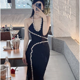 INS Diamond-Embroidered Female Slings Double-Shoulder Dress Party Temperament Banding Dress Dress Dress 68HZ