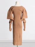 Fashion Temperament Women's Dress French Dress 2025 Summer New Slim Design Medium Long Knit Dress 68HZ