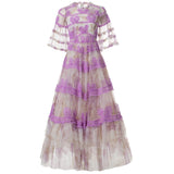 Heavy Industry Three-Dimensional Trumpet Horn Sleeve Round Collar Big Swing Fluffy Dress Dress Summer Autumn Women's Dress 2024 68HZ