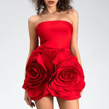 French Temperament Sexy Dinner Dress Dress 2025 New Fashion Tsets Three-Dimensional Rose Flower Dress 68HZ