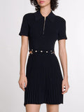 Australian Trendy Fashion 100-Fold Short Dress 2025 New Temperament Polo Collar Short Money To Collect Waist Thin Dress Women's Summer 68HZ
