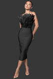 Christmas New Long Fashion Dress Brated Ostrich Hair High-End Temperament Banded Dress Woman 68HZ
