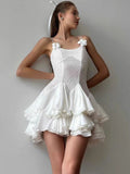 2024 Summer New Body-Repair Sexy Perspective Sling Dress High-End Temperament Lotus Leaf Skirt Small Dress Dress 68HZ