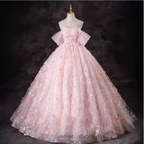 Super Fairy Evening Dress Pink Word Shoulder Vocal Piano Art Princess Ponpong Skirt Adult Ceremony Host Dress Dress 68HZ