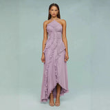 Special For High-End Chiffon Dress Women Lotus Edge Folding Design Thin Long Dress Fast Fashion 68HZ