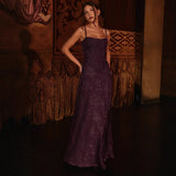 New Slings Tulle Formal Dress Women's Flower Lace Paste Long Ball Dress 68HZ