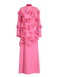 French Flower Splicing Dress Spring 2025 New High-End Holiday Style Lead Long-Sleeved Three-Dimensional Dress Woman 68HZ