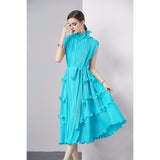 High-Grade Dress Sweet Wooden Ear-Stupling Long Heavy Industry Folding Haewn Dress Women 2025 Spring And Summer 68HZ