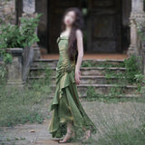 Evening Dress New French Masquein Green Sling Dress Female Summer At-Aug Princess Birthday Dress 68HZ