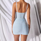 Wish Hot 2024 New Women's Net Folded Back Sling Dress 68HZ