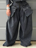 Spring 2025 New Water Washing Old Design Multi-Pocket Decoration Loose-Legged Trousers Workboys Denim Trousers 68HZ