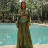 Women's Clothing 2025 Spring New Temperament Folded Short Blouse High Waist Hanging Half-Dress Suit Woman 68HZ