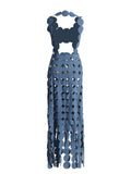 Women's Dress 2025 New Fashion High-End Hollow Cut-Up Slim Slimming With Denim Dress Women's Summer 68HZ