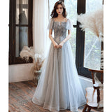 One-Word Shoulder Evening Dress 2025 New Temperament Elegant Fairy Dream Net Yarn Bridesmaid Lady Long Dress 68HZ
