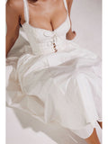 Women's Summer New White Lace Sling Splicing Repair Body Medium Long Dress French Dress Pure Lust 68HZ