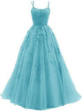 Evening Dress Women 2025 Fine Shoulder Prom Neat Long Tulle Lace Sticker Girl Party Ball Dress Summer 68HZ