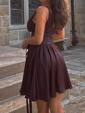 Dress Sexy Deep V Tie With Body-Caught White Short Dress Babes Sleeveless Dress Women's Pure Lust 68HZ