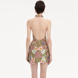 New Exquisite Embroidery Sexy Perspective Sleeveless Short Dress Elegant Temperament Party Dinner Dress 68HZ