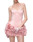 New Flower Boa Thorn Skirt Three-Dimensional Ponbo Skirt Adjustable Strap Design Brat Tight Elastic Two Sets 68HZ