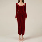 French Famous Style Dress Dress Woman 2025 New Temperament Square Design Pressure Folded Solid Color Dress Skirt 68HZ