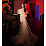 Champagne-Colored Evening Dress Dress High-End Light Luxury Niche Temperament Birthday Party Short Skirt 68HZ