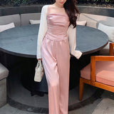Small Design Exquisite Small Suit Women's Silk And Satin Slings With Trousers Women's Fashion Two-Piece 68HZ