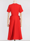Elegant Wind V-Neck Waist-Skinny Dress 2025 New Niche Design Sense Splicing Three-Dimensional Flower Dress Woman 68HZ