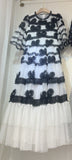 Spring/Summer 2024 New Short Sleeves Vintage Printed Yarn Ear Printed Dress Dress Dress 68HZ