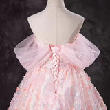 Super Fairy Evening Dress Pink Word Shoulder Vocal Piano Art Princess Ponpong Skirt Adult Ceremony Host Dress Dress 68HZ