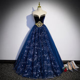 Blue French Evening Dress Woman 2025 New Hosts Beautiful Solo Solo Music Examination Long Temperament Performance Dress 68HZ