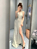 A Toasting Dress Girl Light Luxury Niche Senior Feeling Bride Out Of The Pavilion Banquet To Greet The Birthday Party Of The Dinner Dress Hanging Long Dress 68HZ