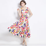 2024 Summer New Women's Retro Sleeveless Short-Wrapped Breast Sling + Printed High-Rise Half-Dress Two Sets 68HZ