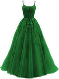 Evening Dress Women 2025 Fine Shoulder Prom Neat Long Tulle Lace Sticker Girl Party Ball Dress Summer 68HZ