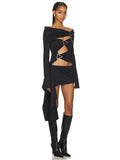 Women's New Sexy Shoulder Hollow Dress Metal Buckle Decoration Ribbon Bag Ass Dress Dress Dress Woman 68HZ