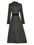 2024 Winter Women's Temperament Suit Collar High Waist Thin Double Buckle Buckle Coarse Flowers Coat 68HZ