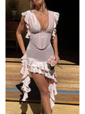 Sexy Deep V Irregular Fish Bone Bag Ass Skirt Tight Pure Desire To Design French Dress With A High Sense Of The Top Of The Fassy 68HZ