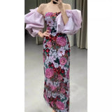 Evening Dress Banquet Bra Dress 2024 New Female Spring And Summer Senior Famous Woman Bubble Bubble Sleeve Birthday Dress 68HZ