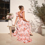 Women's New Sling Cotton Print Long Dress 68HZ