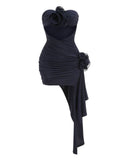 High-End Women's Sexy Hollow Bra Dress Temperament Flower Decoration Irregular Dress Dress Dress Dress Dress Dress Dress 68HZ