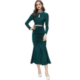 Heavy Industry Nails Sexy Hollow Long-Sleeved Fishtail Princess Dress Dress Women's Spring And Summer New 2024 68HZ