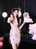 Evening Dress Engagement Birthday High-End Light Luxury Niche Adult Dress Three-Dimensional Flowers Shoulder-To-Shoulder Corset Dress 68HZ