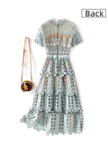 Spring High-End Heavy Industry Lace Embroidery Long Dress High-Waist Big-Name Design Sexy Dress SP 68HZ