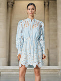 Fashion Holiday Style 2025 Spring New Leading Heavy Industry Hollow Embroidery To Collect Waist Thin Short Dress Woman Trend 68HZ