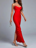 Women's Explosive Sexy Long Evening Dress Body Wrapping Party Temperament Banded Dress Black 68HZ