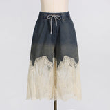 2025 Summer New Lace Splicing Sexy Sling + Fashion High-End Denim Shorts Two-Piece Set Of Women 68HZ
